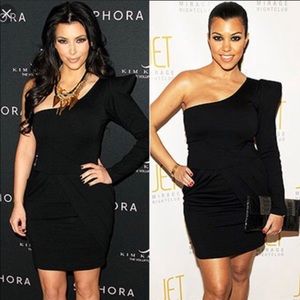 Bebe Kardashian Black one sleeve dress